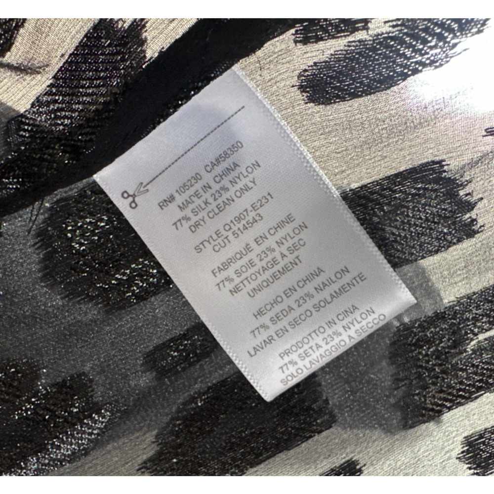 Equipment Femme Daddy Metallic Leopard Print Silk Blend Blouse Black Top Large - Picture 6 of 13
